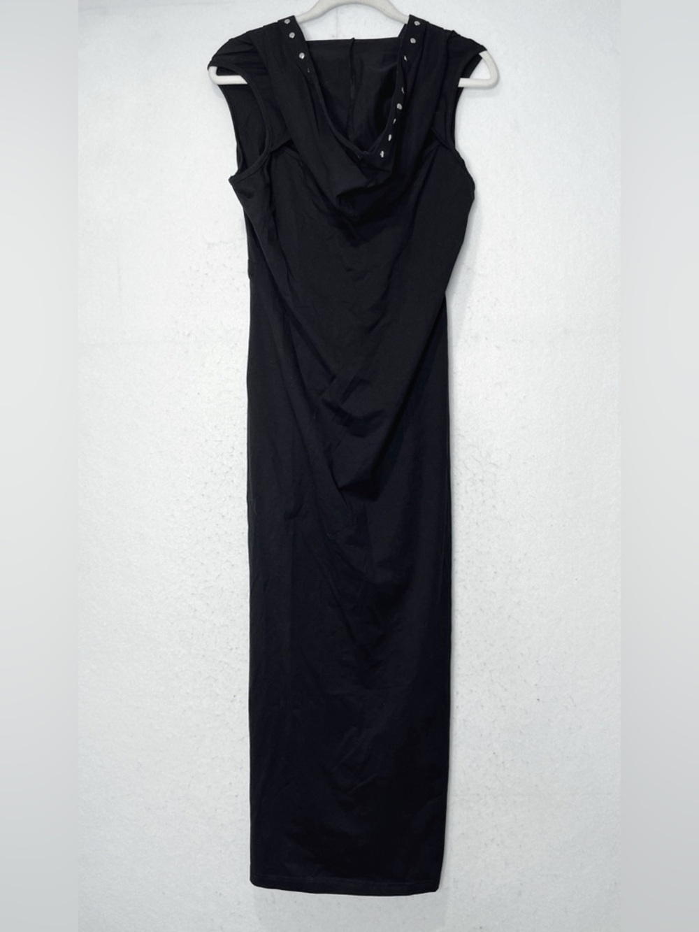 Vixxsin Black Cora Hooded Lace Up Goth Studded Sleeveless Midi Dress Dark Punk - Picture 8 of 14